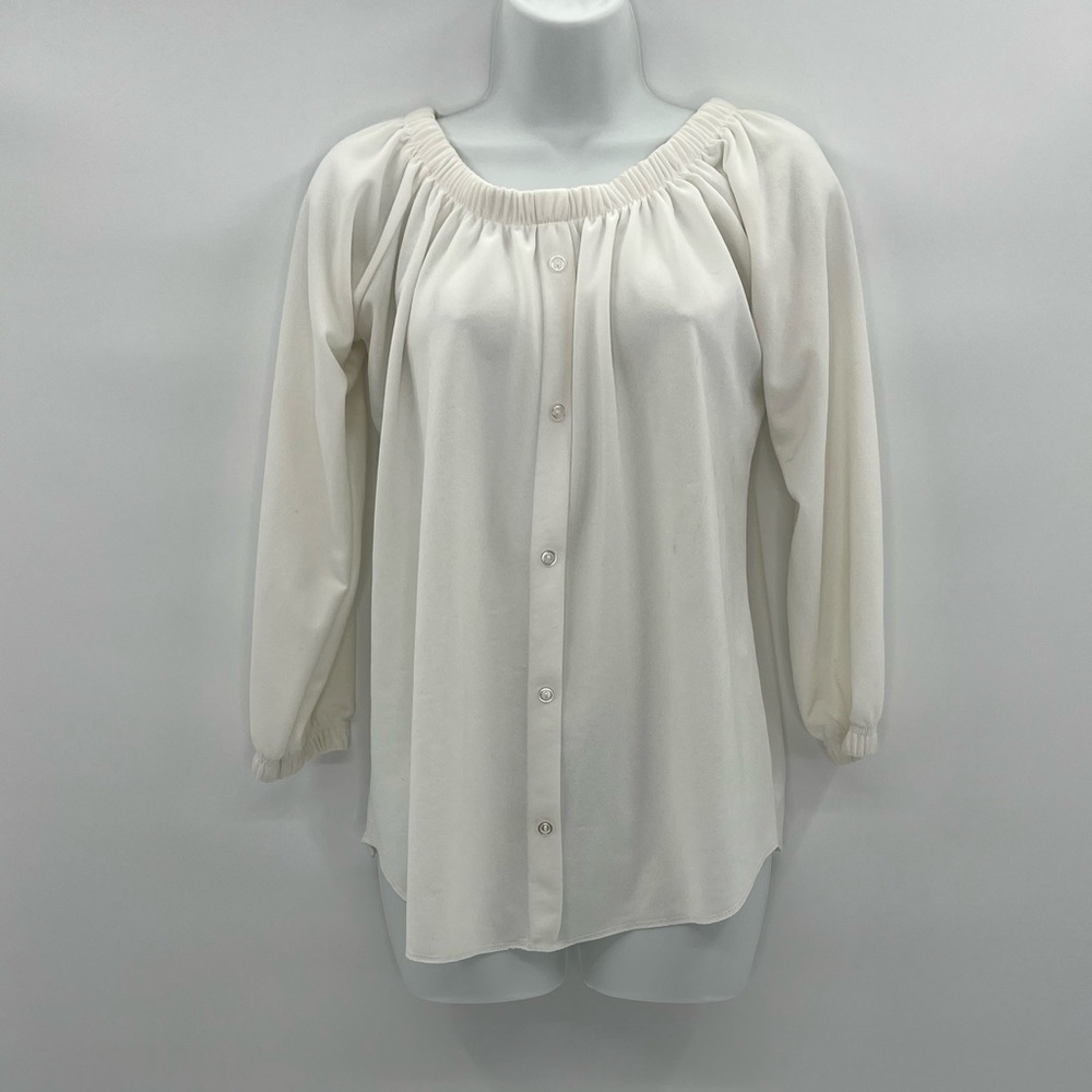 Boohoo White Balloon Sleeve Blouse Size 12